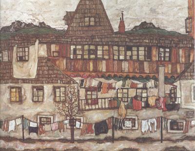 House with Drying Laundry (mk12), Egon Schiele